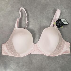 Maidenform T Shirt Bra Womens 34B Pink Lace Underwire Padded Convertible DM7543